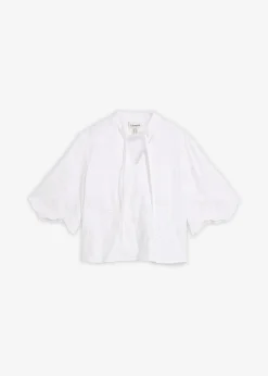 Blouse courte à broderies anglaises