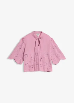 Blouse courte à broderies anglaises