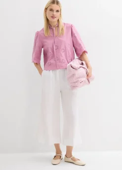 Blouse courte à broderies anglaises