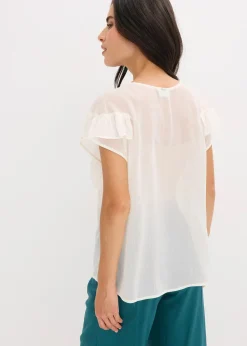 Blouse en crêpe à volants