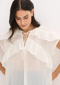 Blouse en crêpe à volants