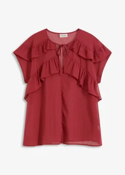 Blouse en crêpe à volants