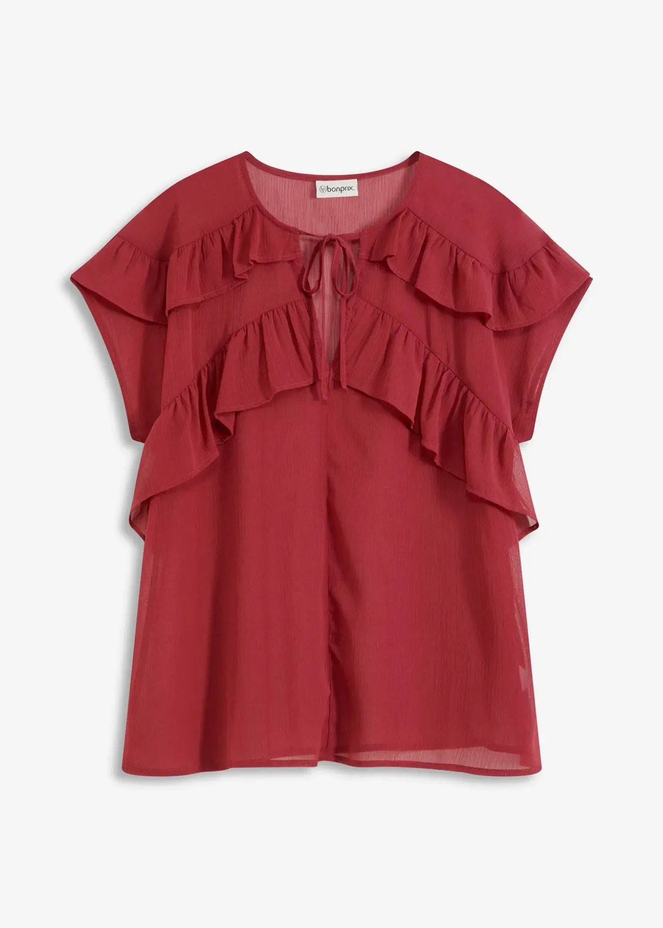Blouse en crêpe à volants