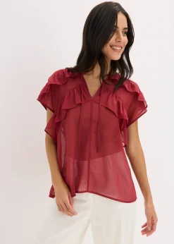 Blouse en crêpe à volants