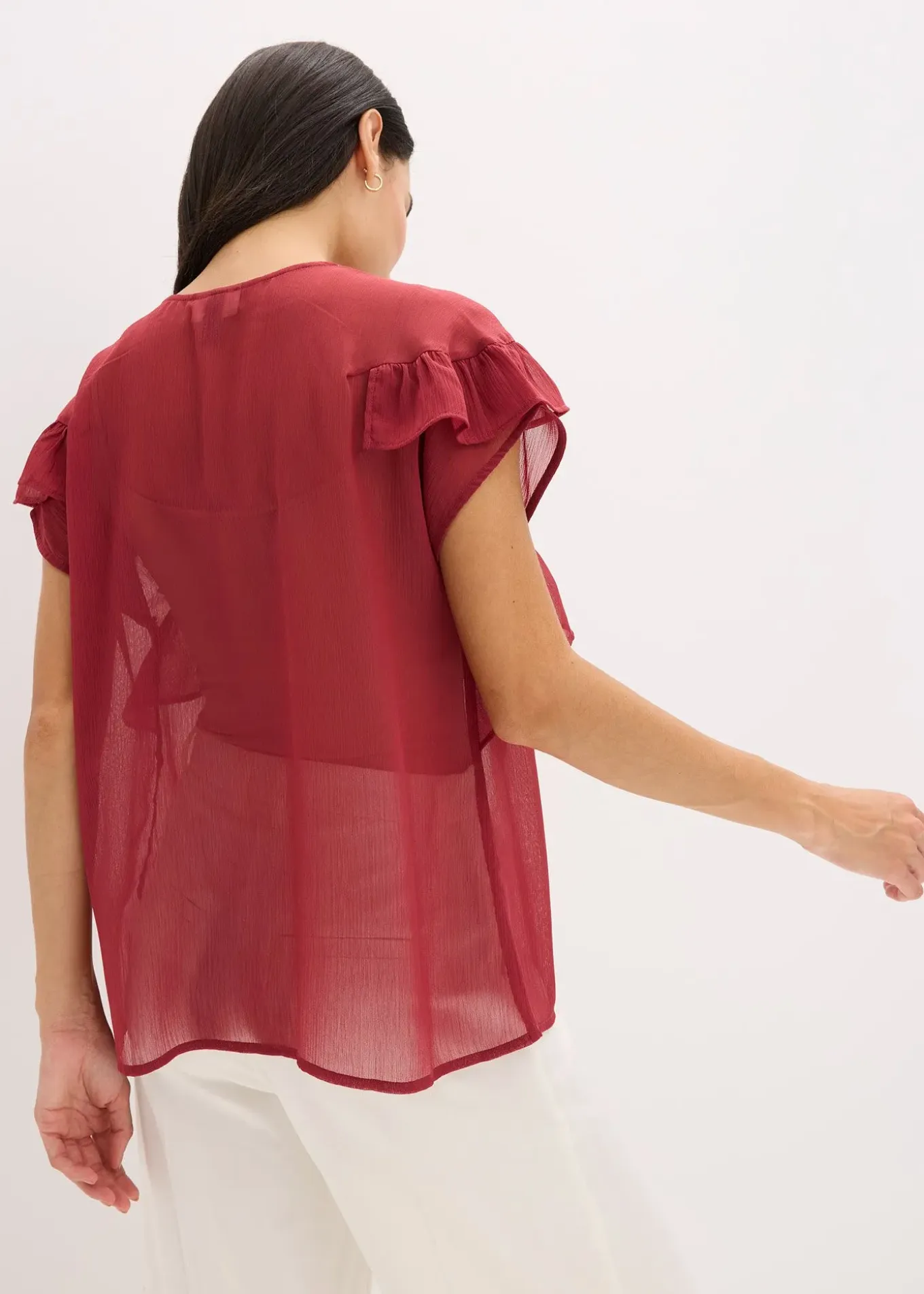 Blouse en crêpe à volants