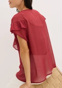Blouse en crêpe à volants