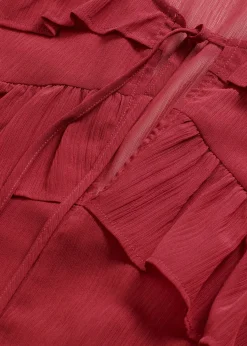 Blouse en crêpe à volants