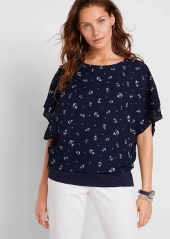 Blouse en georgette, manches courtes