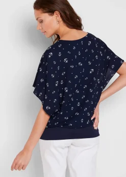 Blouse en georgette, manches courtes