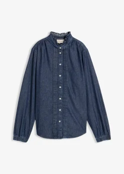 Blouse en jean à finitions volantées