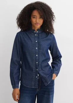 Blouse en jean à finitions volantées