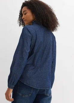 Blouse en jean à finitions volantées