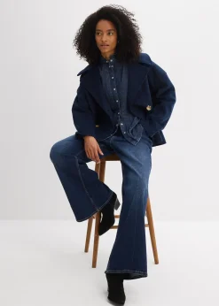 Blouse en jean à finitions volantées