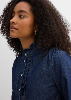 Blouse en jean à finitions volantées