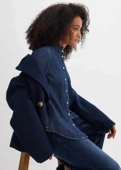 Blouse en jean à finitions volantées