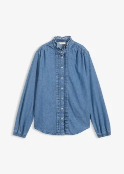 Blouse en jean à finitions volantées