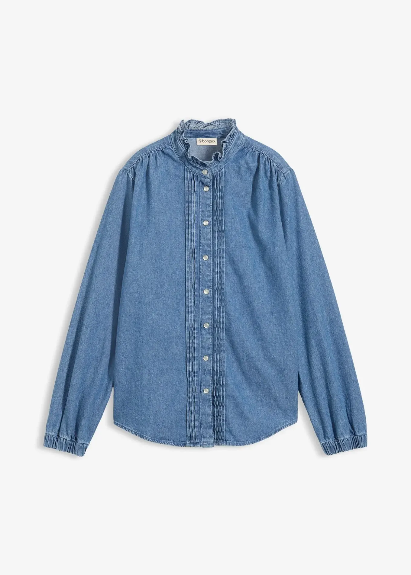 Blouse en jean à finitions volantées