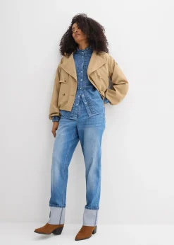 Blouse en jean à finitions volantées