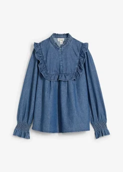 Blouse en jean à volants