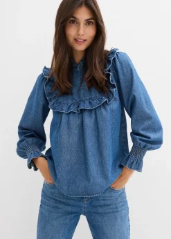 Blouse en jean à volants
