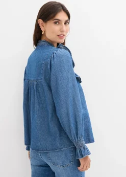 Blouse en jean à volants