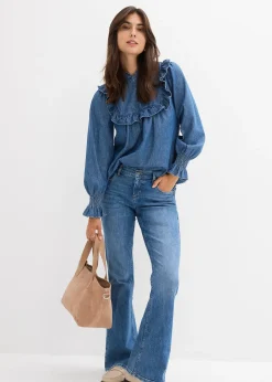 Blouse en jean à volants