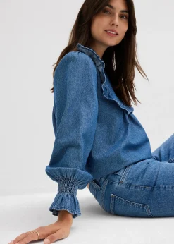 Blouse en jean à volants