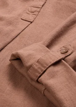 Blouse en lin mélangé, manches 3/4