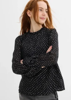 Blouse en mousseline à col volanté