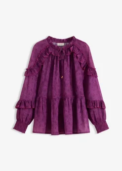 Blouse en mousseline à volants