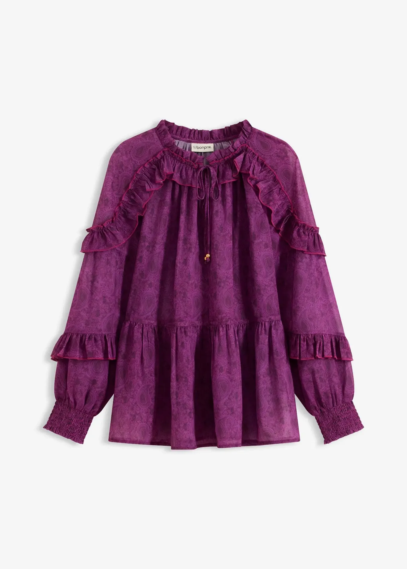 Blouse en mousseline à volants