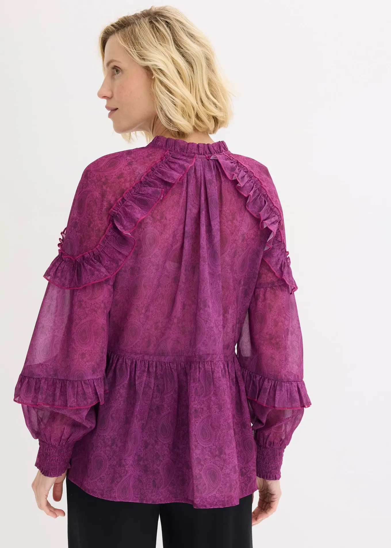 Blouse en mousseline à volants