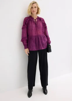 Blouse en mousseline à volants