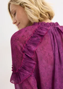 Blouse en mousseline à volants