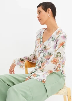 Blouse en mousseline à volants