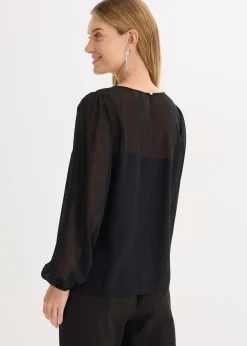Blouse en mousseline avec strass sur les épaules