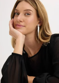 Blouse en mousseline avec strass sur les épaules