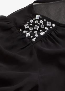 Blouse en mousseline avec strass sur les épaules