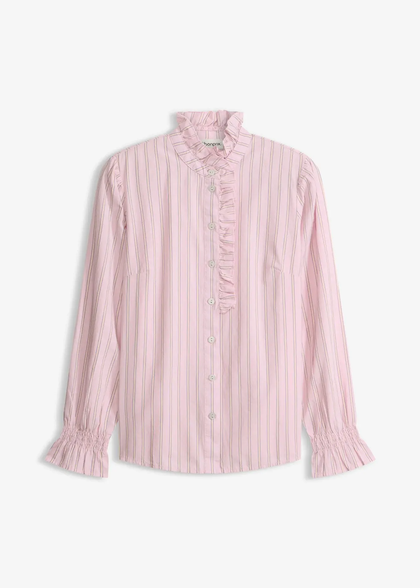 Blouse en popeline à col volanté