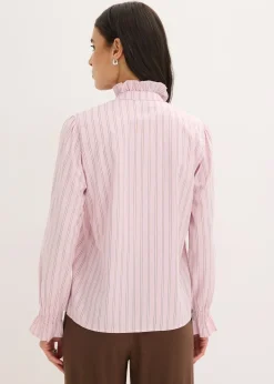 Blouse en popeline à col volanté