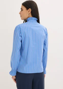 Blouse en popeline à col volanté