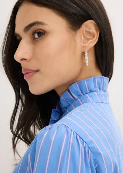 Blouse en popeline à col volanté