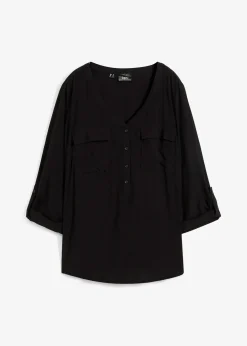 Blouse fluide à col en V et manches longues