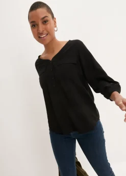 Blouse fluide à col en V et manches longues