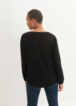 Blouse fluide à col en V et manches longues