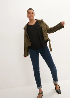 Blouse fluide à col en V et manches longues