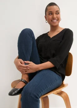 Blouse fluide à col en V et manches longues