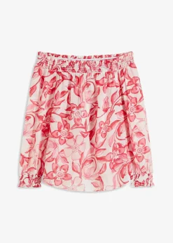 Blouse imprimée encolure bardot