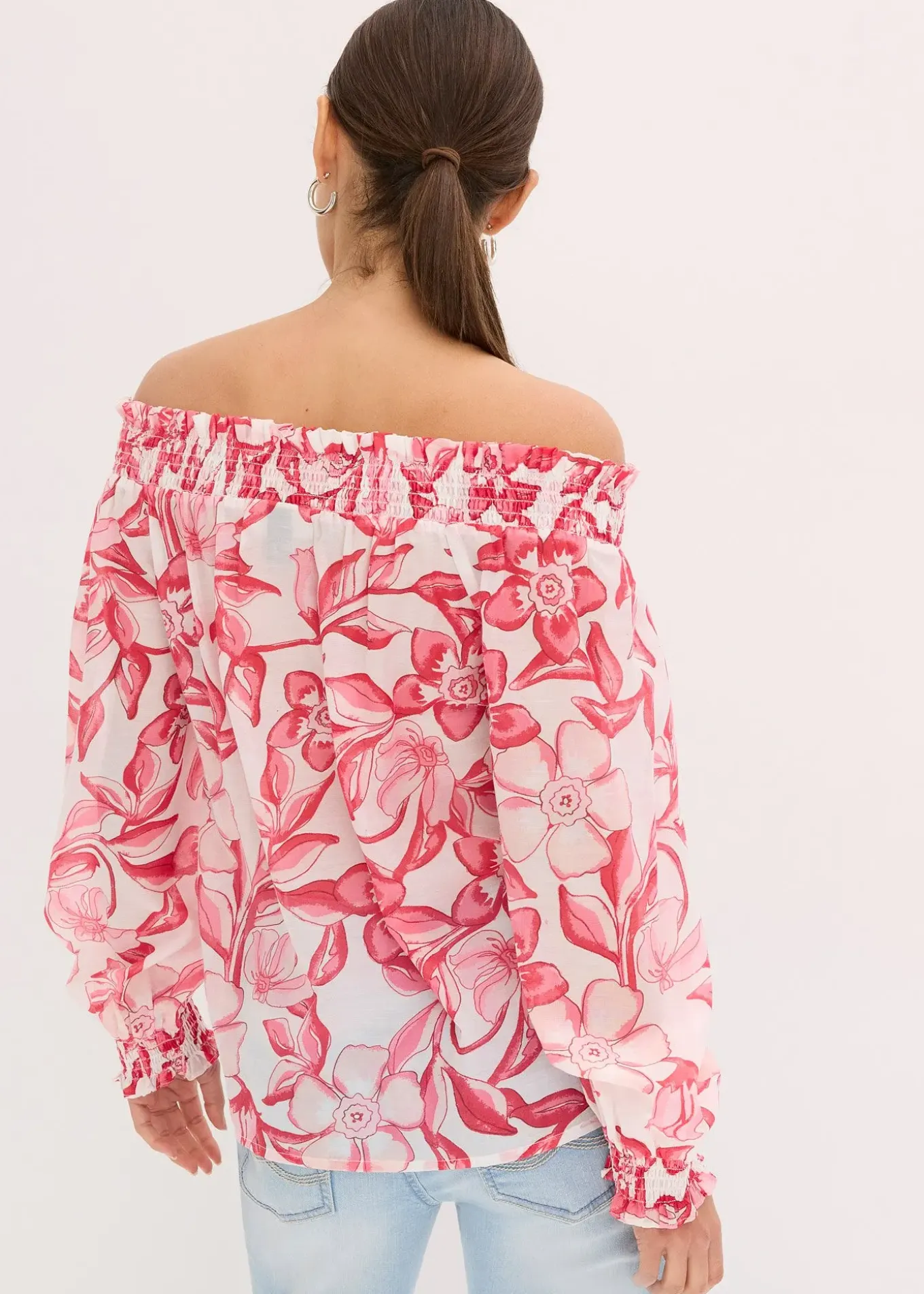 Blouse imprimée encolure bardot