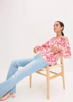 Blouse imprimée encolure bardot